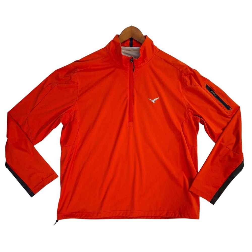 RLX Ralph Lauren 1/4 Zip Pullover Men's XL Orange Windbreaker Golf Jacket Eagle